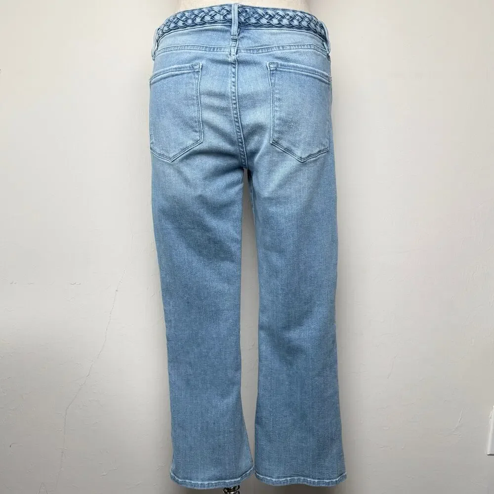 FRAME Le Crop Mini Boot Jeans Light Wash Braided Waist Sz 29 Summer Cropped - Picture 9 of 11
